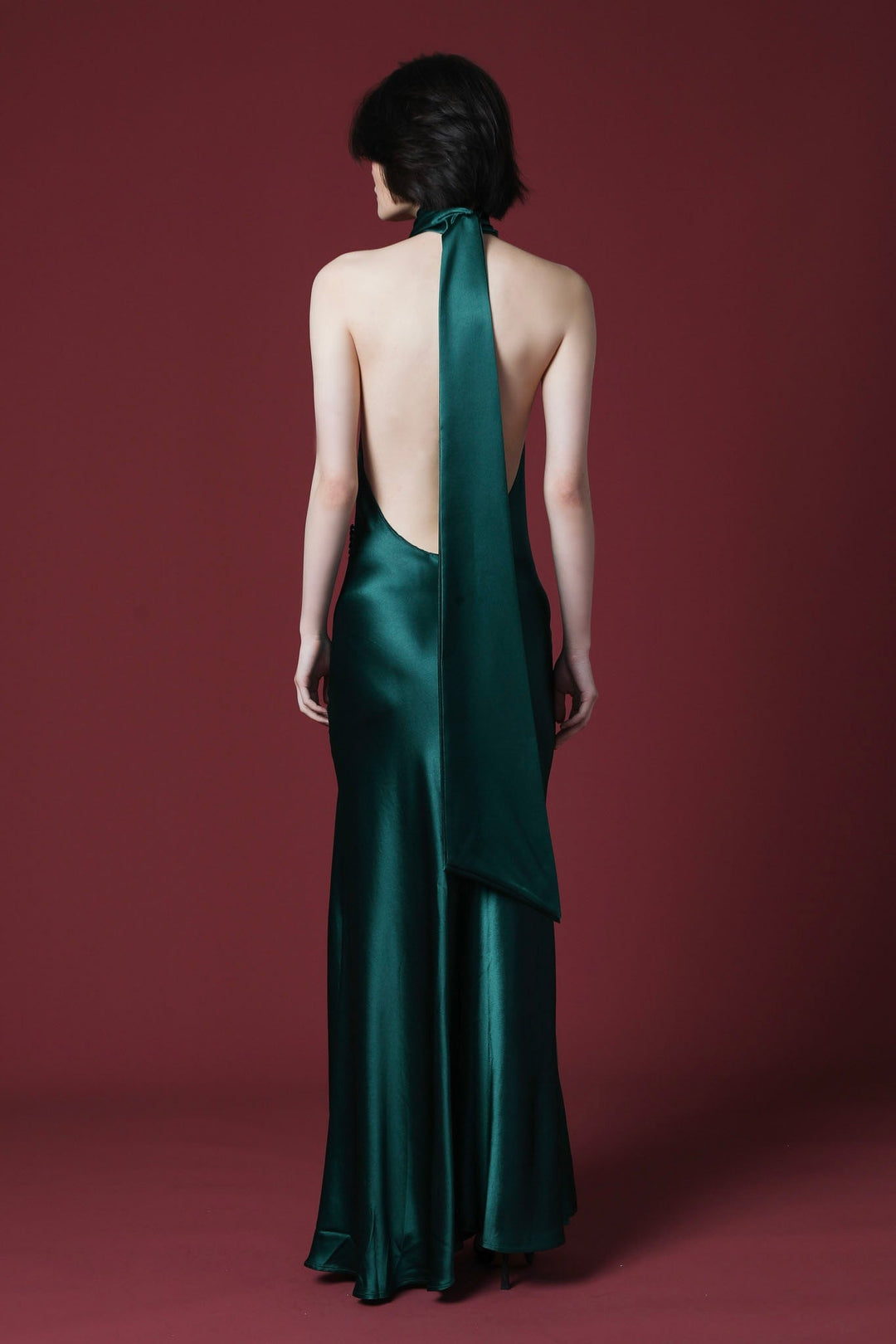 Penelope Satin Gown - Emerald - SAU LEE #color_emerald