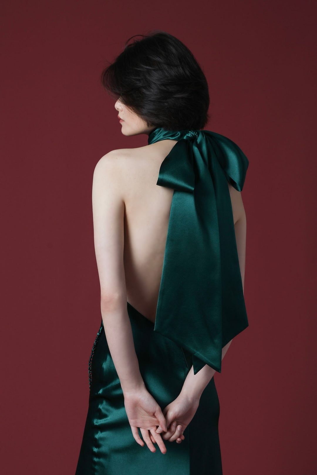 Penelope Satin Gown - Emerald - SAU LEE #color_emerald