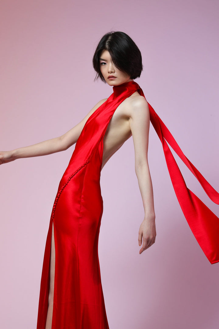 Penelope Satin Gown - Red - SAU LEE #color_red