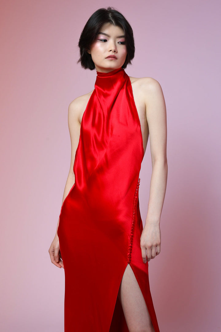 Penelope Satin Gown - Red - SAU LEE #color_red