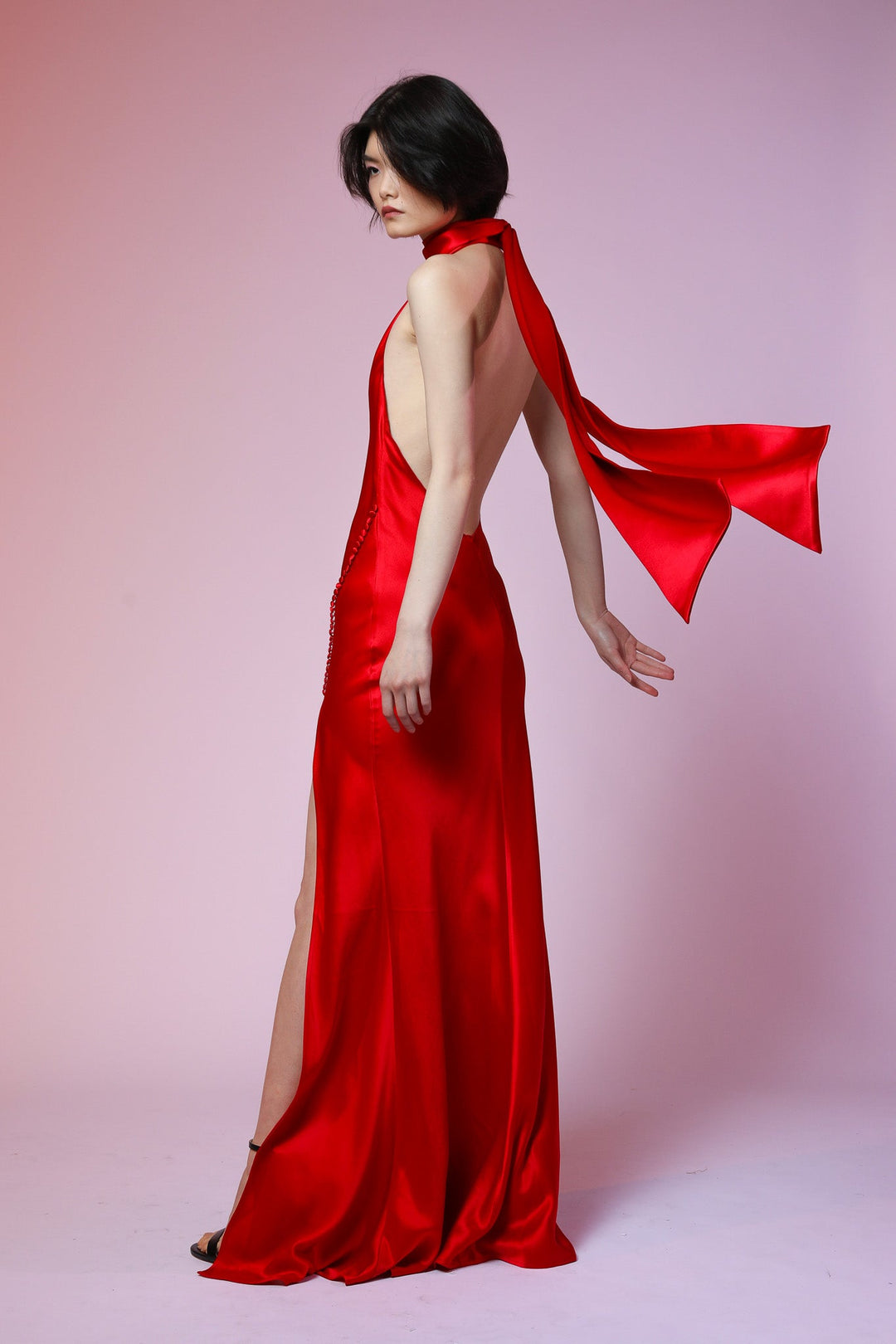 Penelope Satin Gown - Red - SAU LEE #color_red