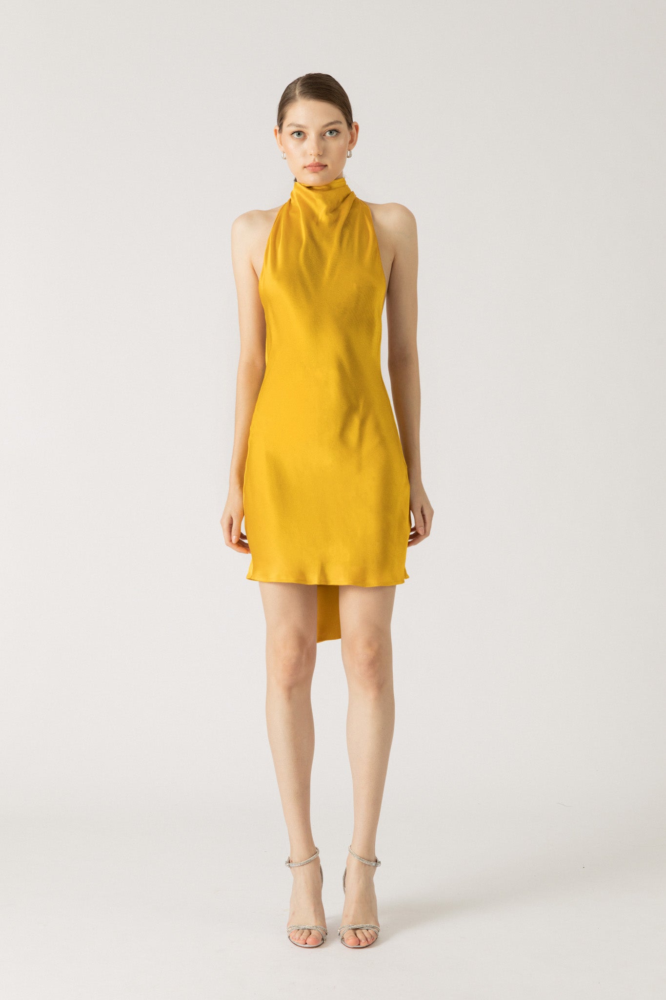 SAU LEE Penny Backless Satin Mini Dress - Gold / 00