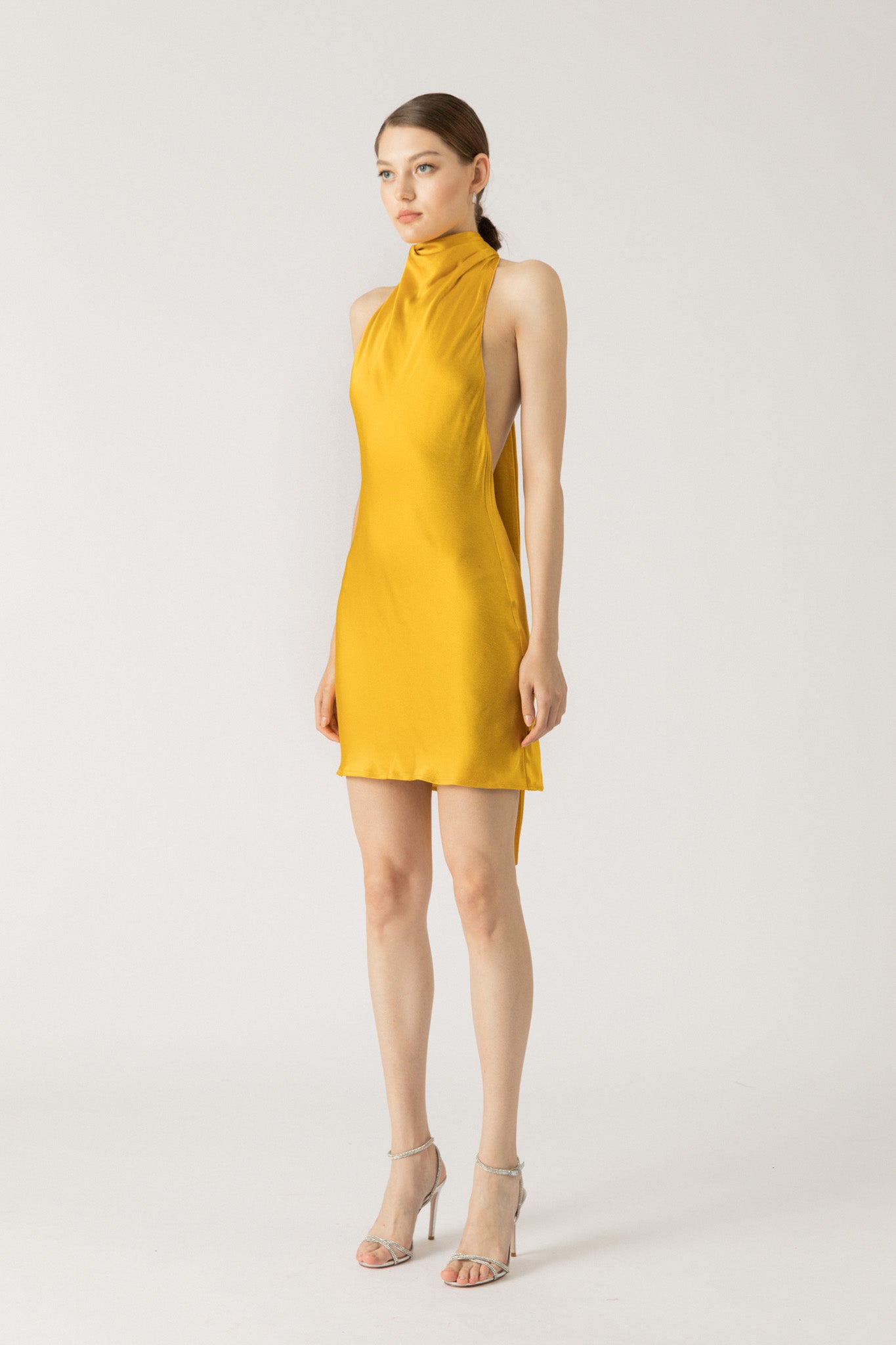 SAU LEE Penny Backless Satin Mini Dress - Gold / 00