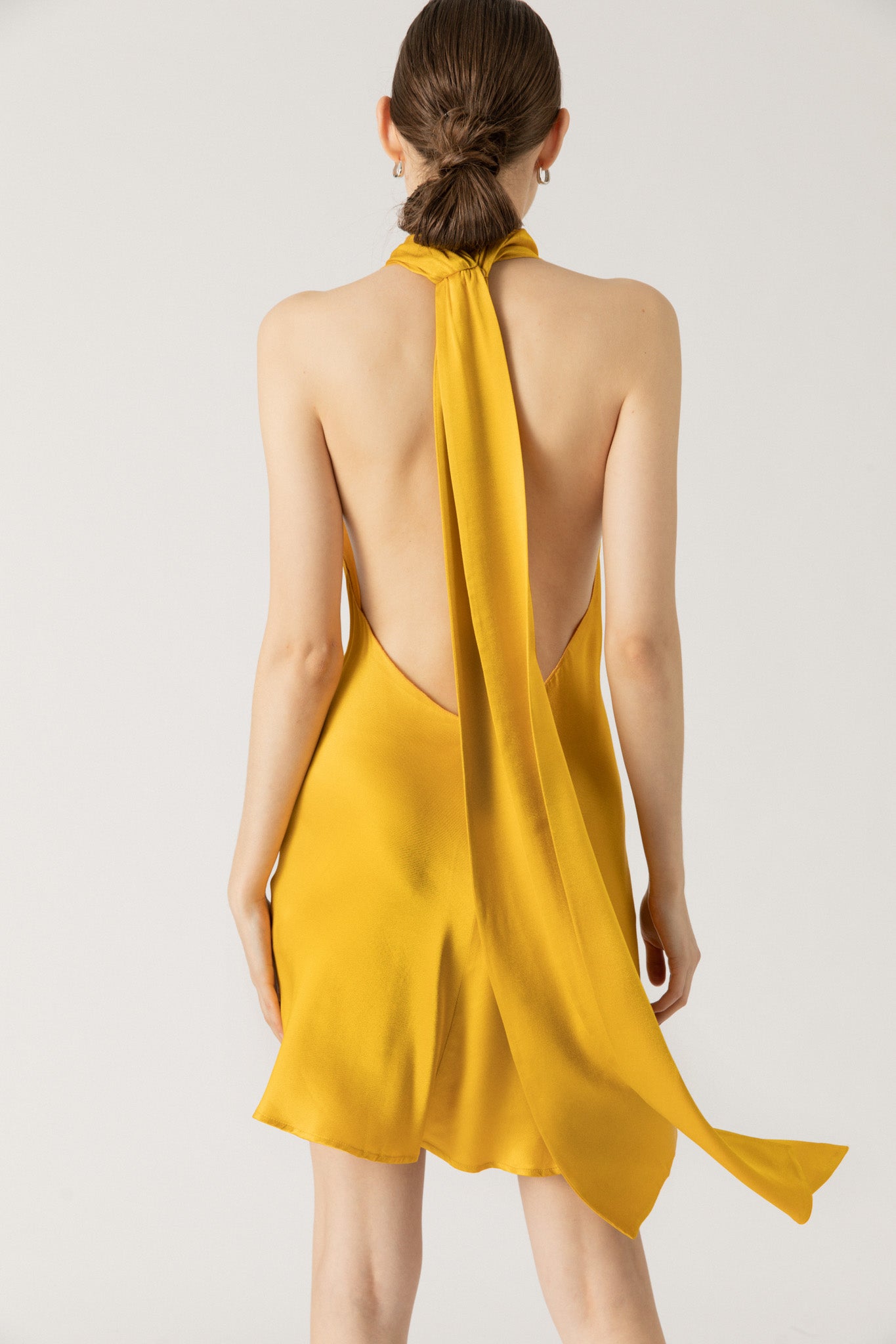 SAU LEE Penny Backless Satin Mini Dress - Gold / 00