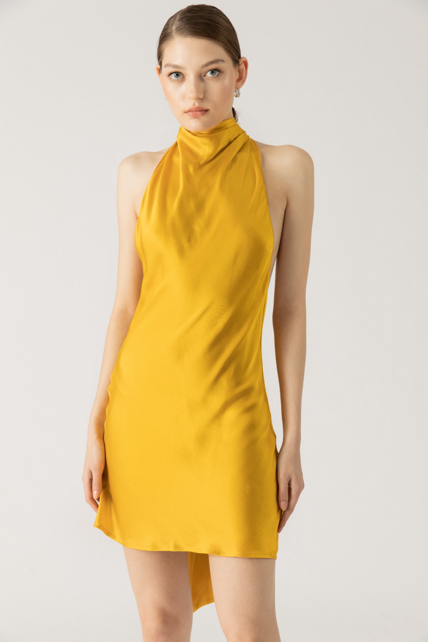 SAU LEE Penny Backless Satin Mini Dress - Gold / 00