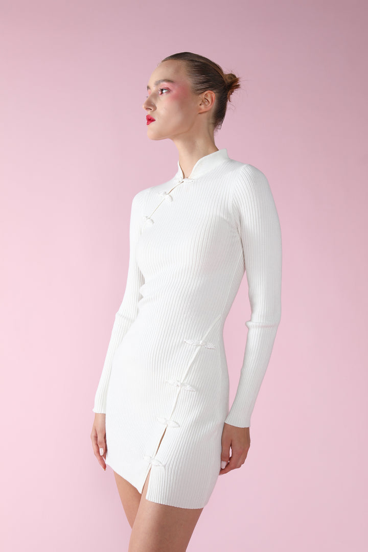 Dakota Knit Mini Dress - White - SAU LEE#color_white
