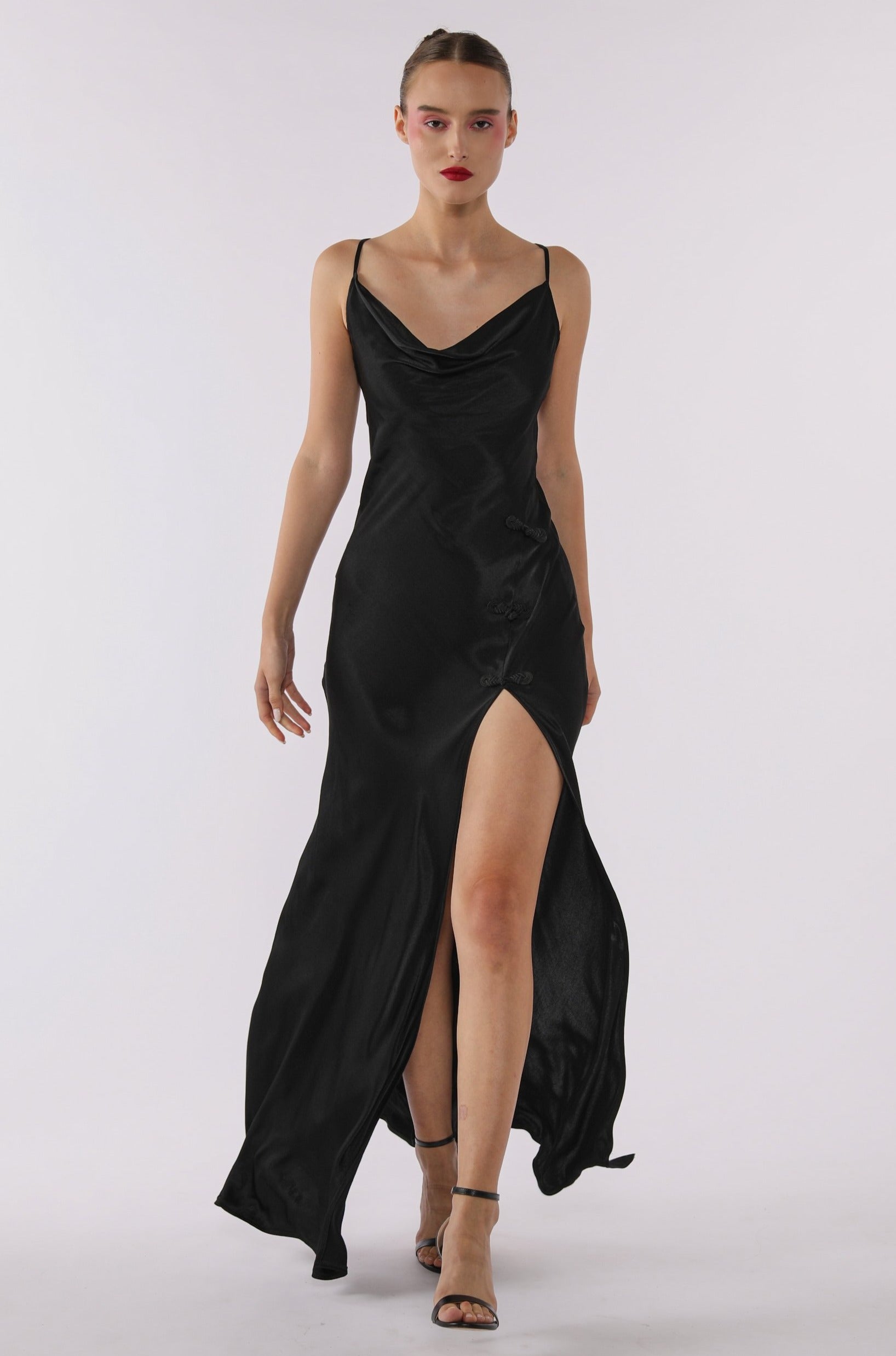Gabrielle Satin Gown-Black-SAU LEE#color_black