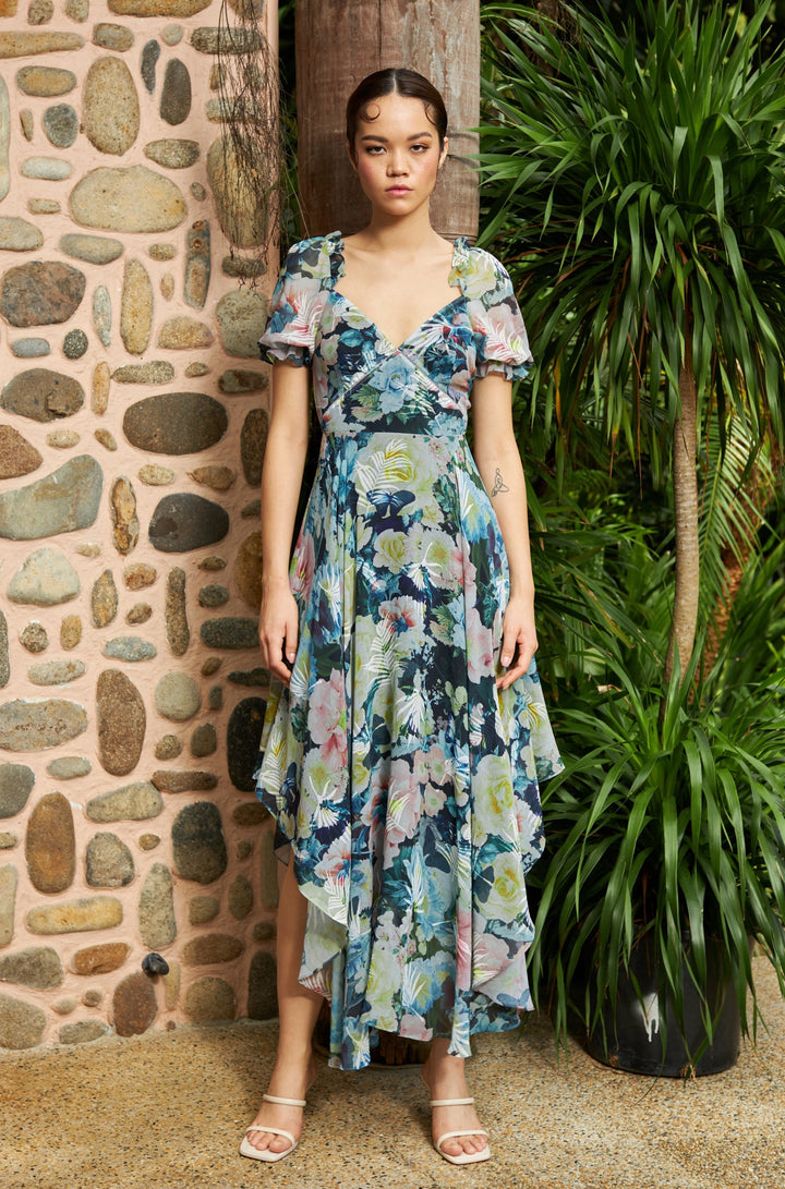 Georgia Tropical Print Midi Dress - SAU LEE