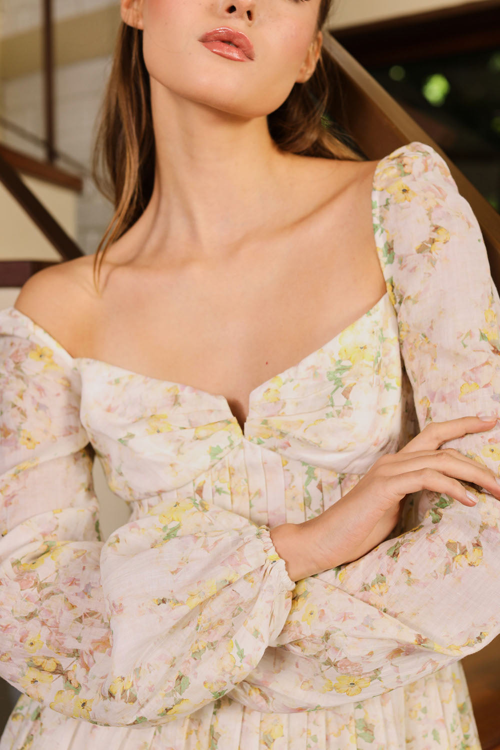 Poppy Mini Dress - Yellow - SAU LEE#color_pale-yellow-print