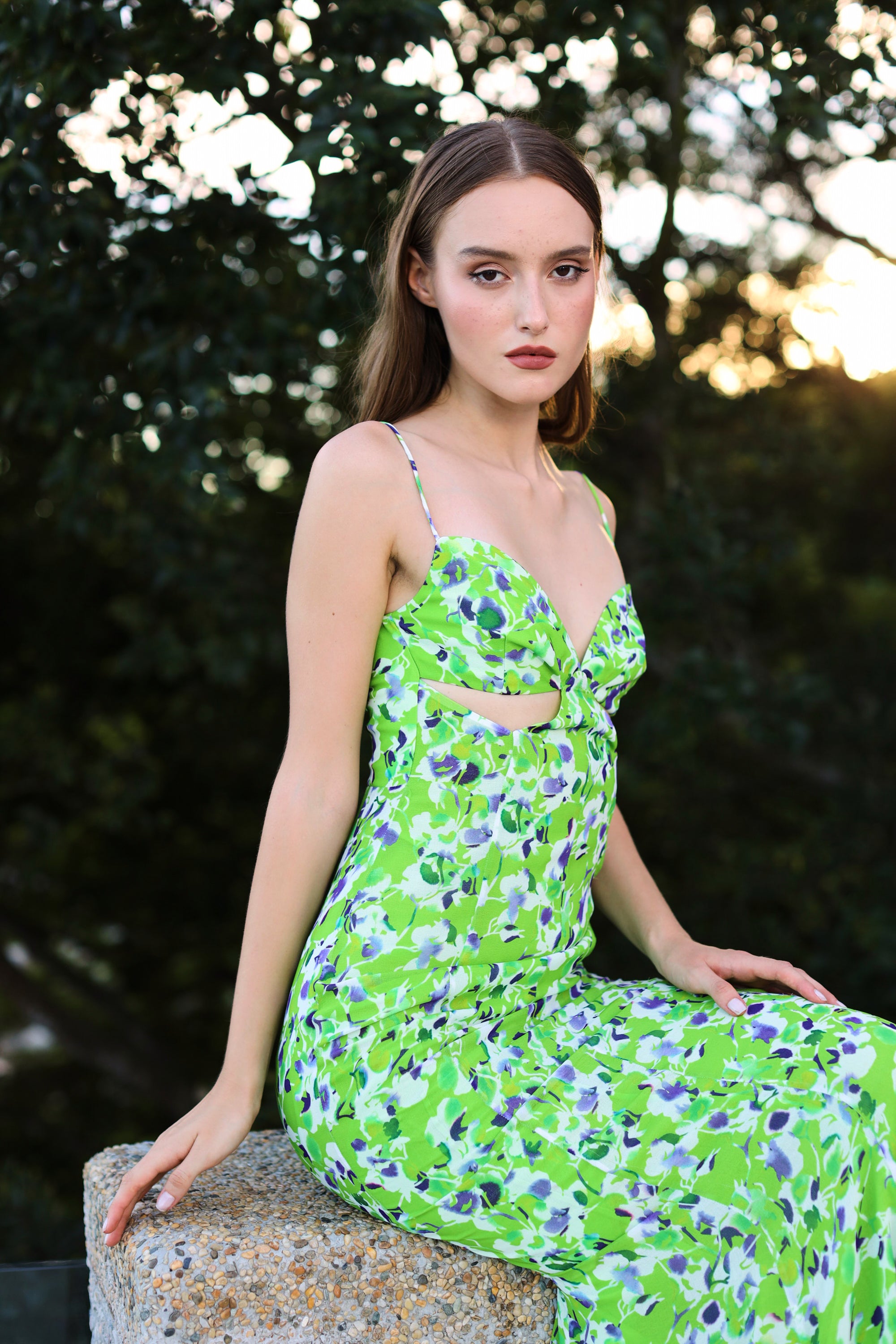 Celine Mermaid Gown - Green Abstract Print - SAU LEE#color_green-abstract-print
